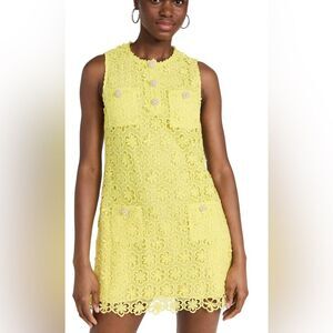 Self Portrait Lime Daisy Guipure Mini Dress 8